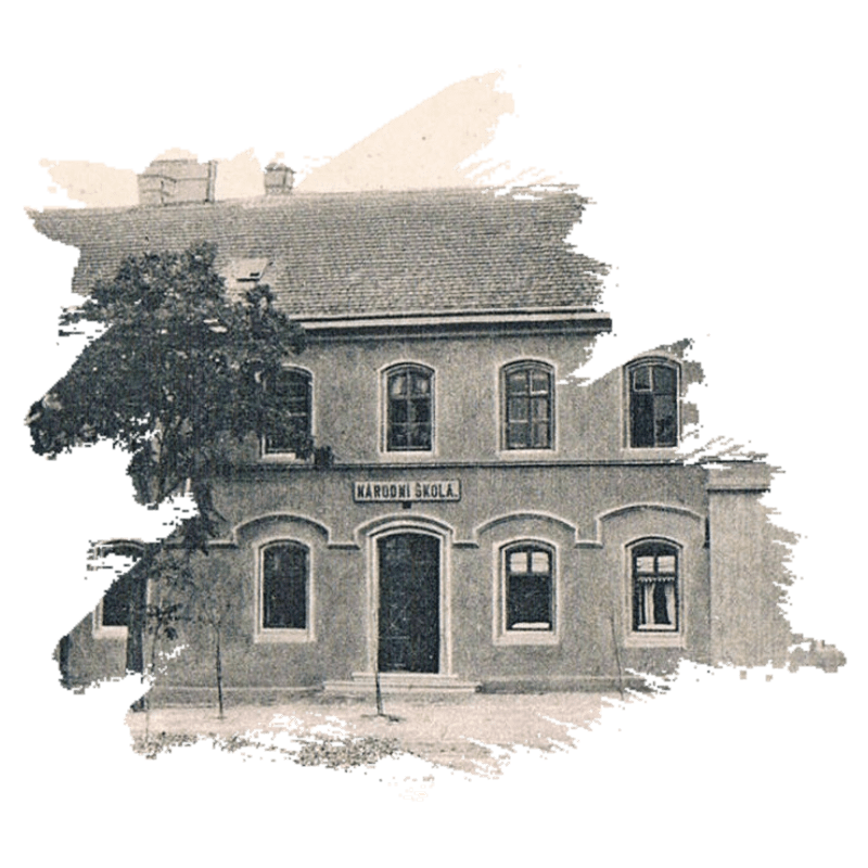 Historický obrázek budovy školy.